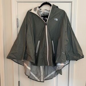 The North Face Olive Green Polka Dot Hooded Rain Poncho - One Size Fits Most